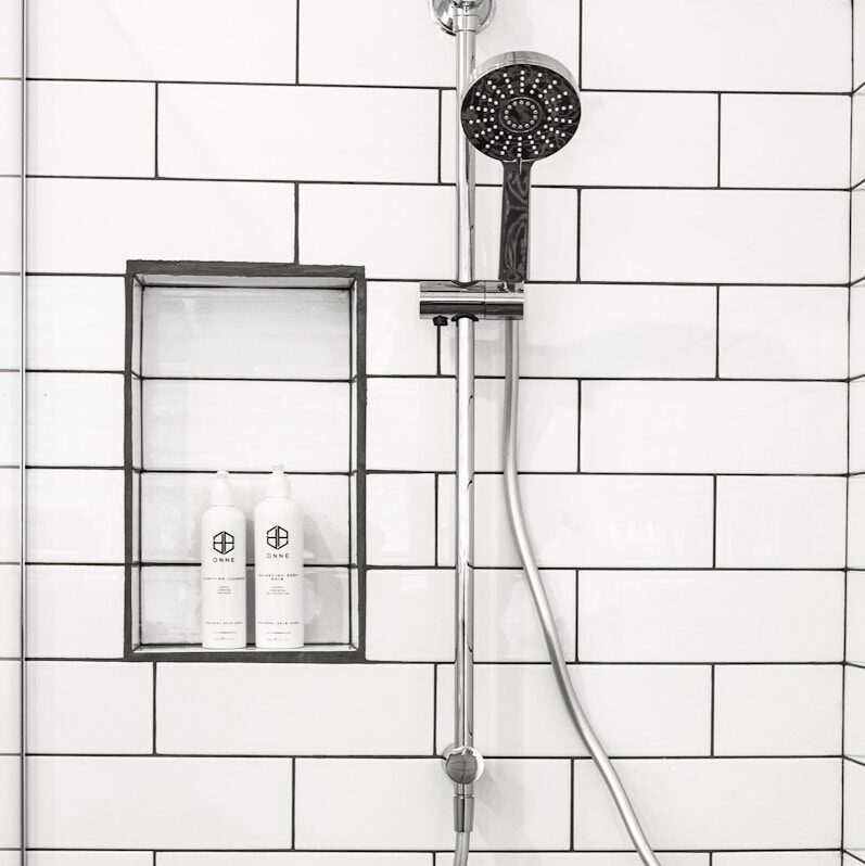 silver-colored shower head